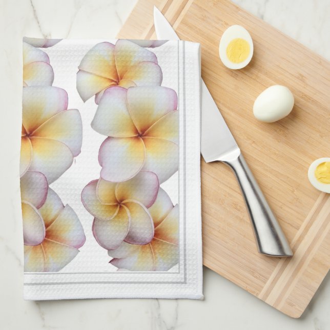 Plumeria blooms  kitchen towel (Quarter Fold)