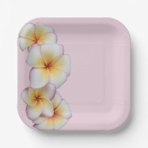 Plumeria blooms  paper plate