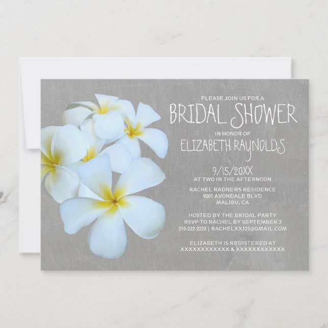 Plumeria Bridal Shower Invitations (Front)