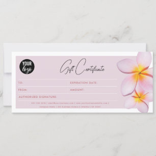 Plumeria Business Logo Gift Certificate Voucher