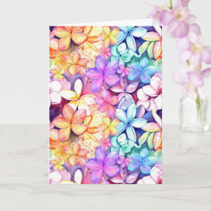 Plumeria Colourful Tropical Flower Card