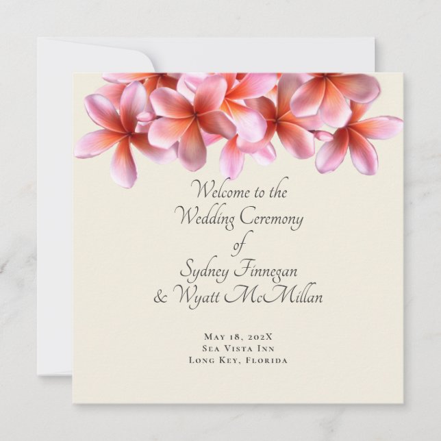 Plumeria Flat Simple Wedding Ceremony Programs Invitation (Front)