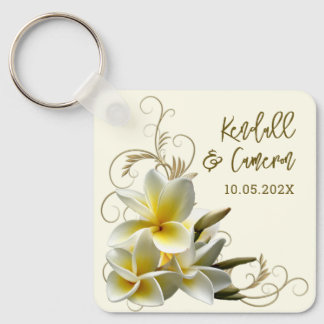 Plumeria Flourish Wedding Favour Keychain