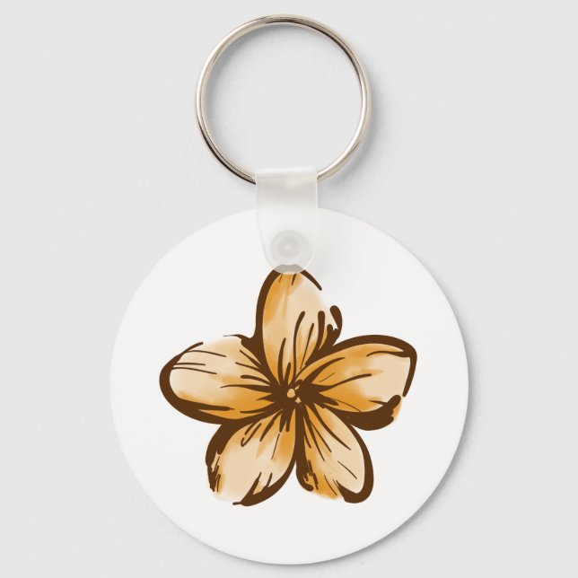 Plumeria Flower Hawaii Style Key Ring (Front)