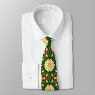 Plumeria Flower Mandala with Tropical Symmetry Tie