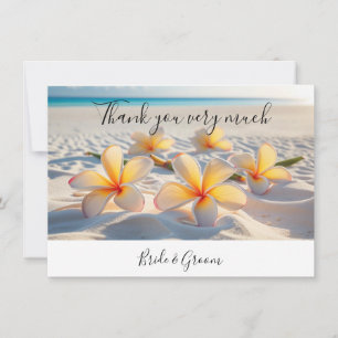 Plumeria Flower on sand thank you card