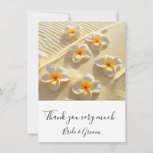 Plumeria Flower on sand thank you card