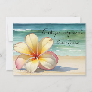 Plumeria Flower on sand thank you card