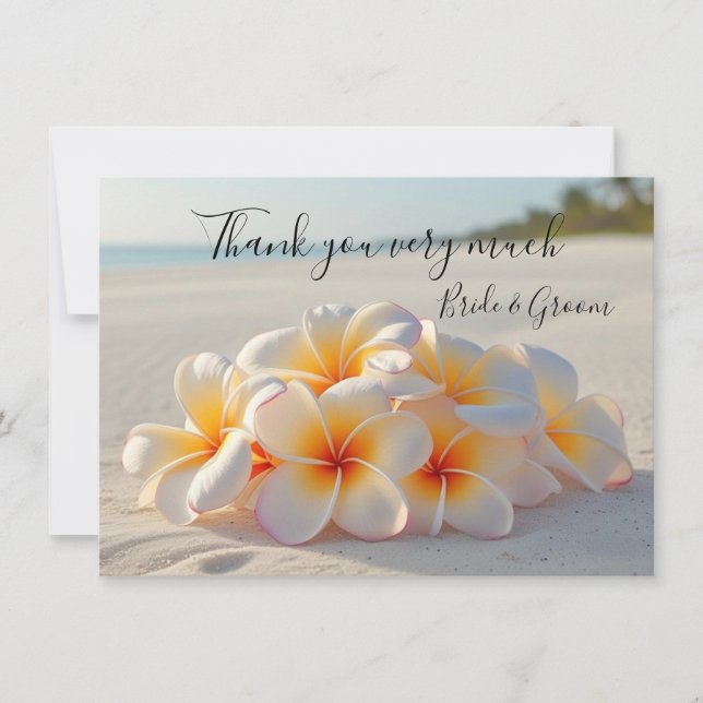 Plumeria Flower on sand thank you card (Front)