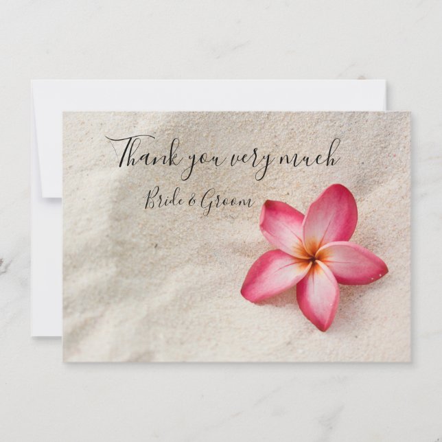 Plumeria Flower on sand thank you card (Front)