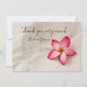 Plumeria Flower on sand thank you card