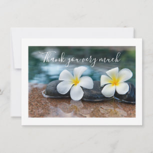 Plumeria Flower on sand thank you card