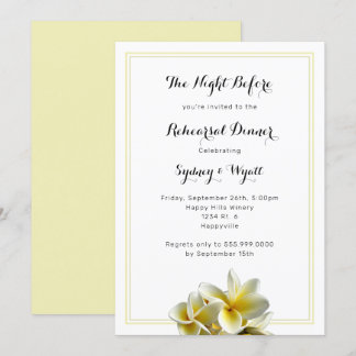 Plumeria Flower Yellow Rehearsal Dinner Invitation