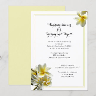 Plumeria Flower Yellow Wedding Shower Invitation