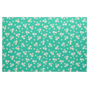 plumeria flowers clusters on blue background fabric