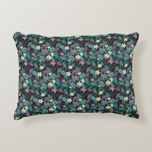 Plumeria Flowers Emerald Green Tropical Leaves   Decorative Cushion