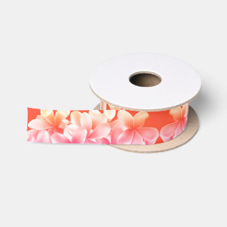 Plumeria Flowers Ribbon Pink n Orange Satin Ribbon