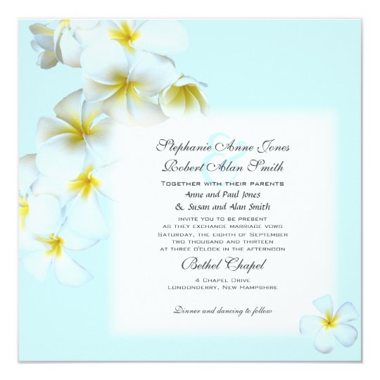 Plumeria Flowers Square Wedding Invitation