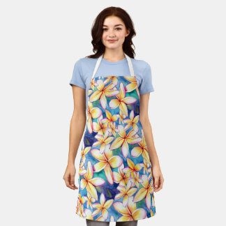 Plumeria Flowers Tropical Island Kitchen Apron