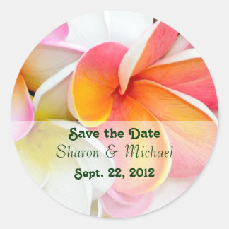 Plumeria Flowers Wedding Classic Round Sticker