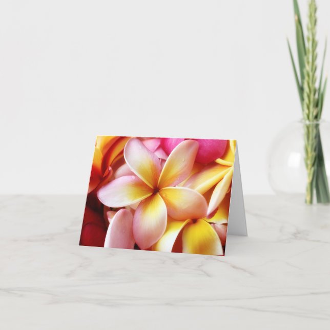 Plumeria Frangipani Hawaii Flower Customised Blank Card (Front)