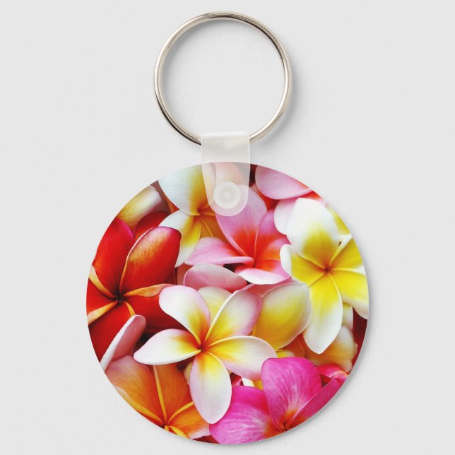 Plumeria Frangipani Hawaii Flower Customised Key Ring (Front)