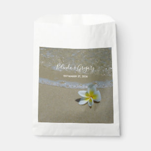 Plumeria Frangipani On Sand Wedding Favour Bags