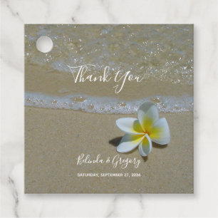 Plumeria Frangipani On Sand Wedding Gift Favour Tags