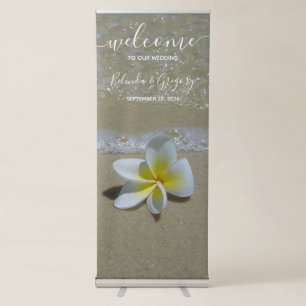 Plumeria Frangipani On Sand Wedding Welcome Sign
