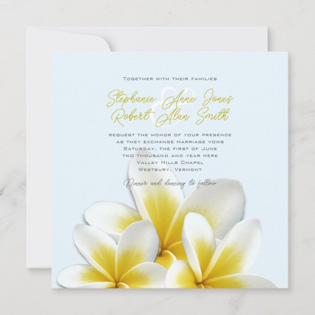 Plumeria Frangipani Tropical Wedding Invitations (Front)