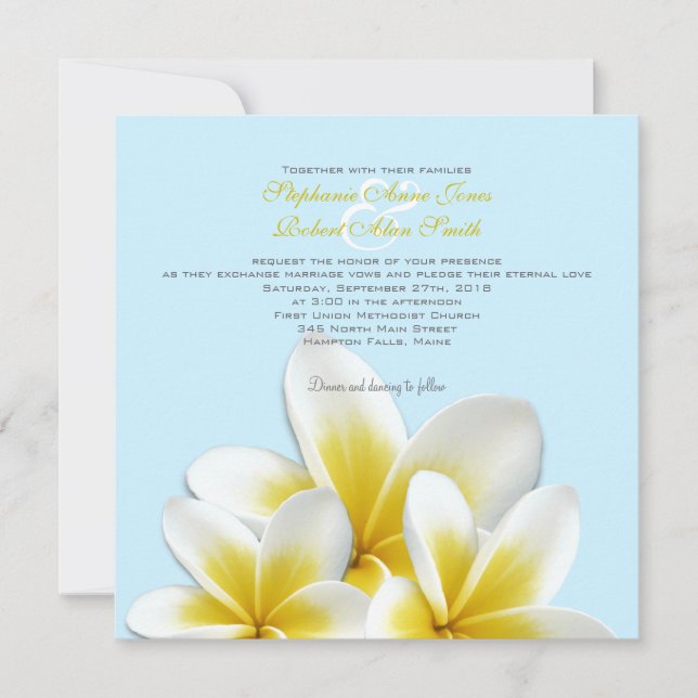 Plumeria Frangipani Tropical Wedding Invitations (Front)
