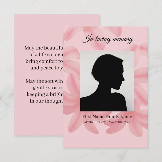Plumeria funeral prayer card (Front/Back)