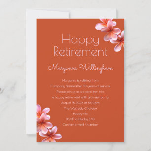 Plumeria Hawaiian Flowers Retirement Party Invitation