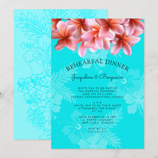 Plumeria Hawaiian Rehearsal Dinner Invitation