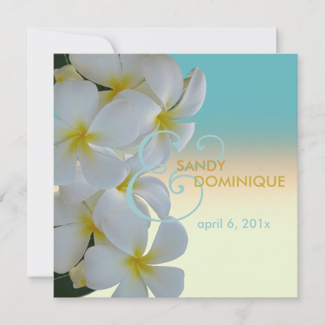 Plumeria Lei tropical wedding Invitation (Front)