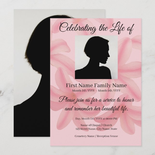 Plumeria memorial invitation (Front/Back)