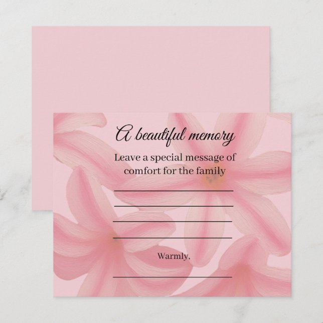 Plumeria Memorial Message Card (Front/Back)