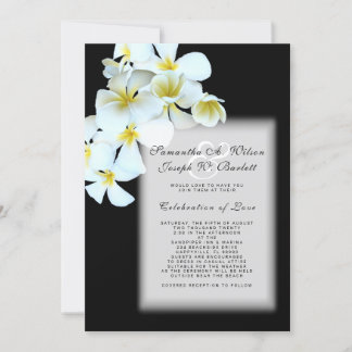 Plumeria on Black Hawaiian Wedding Invitation