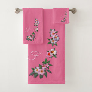 Plumeria on Pink with your Monogram Bath Towel Set