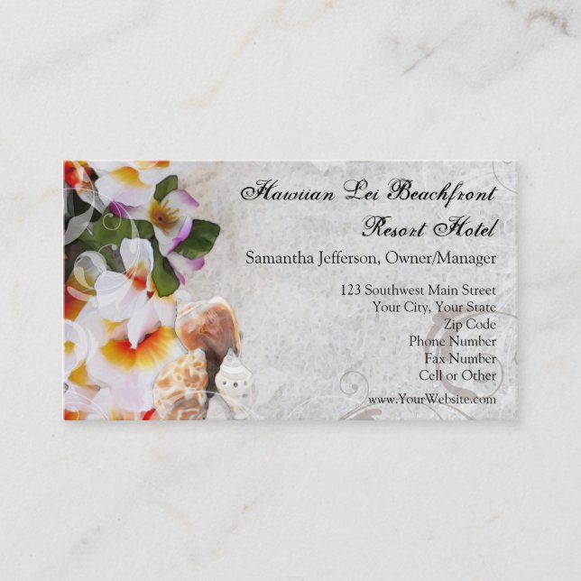 Plumeria Orchid Lei Business Cards (Front)