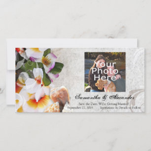 Plumeria Orchid Lei in Sand Photocard Save The Date