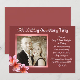 Plumeria Photo Anniversary Couples Party Invitation