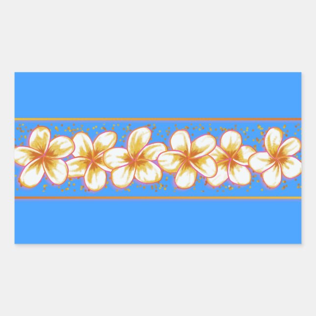 plumeria rectangular sticker (Front)