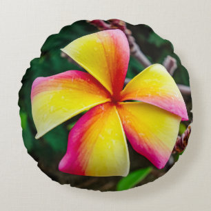 Plumeria rubra round cushion