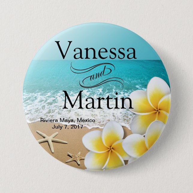 Plumeria Starfish Beach Tropical Hawaii 7.5 Cm Round Badge (Front)