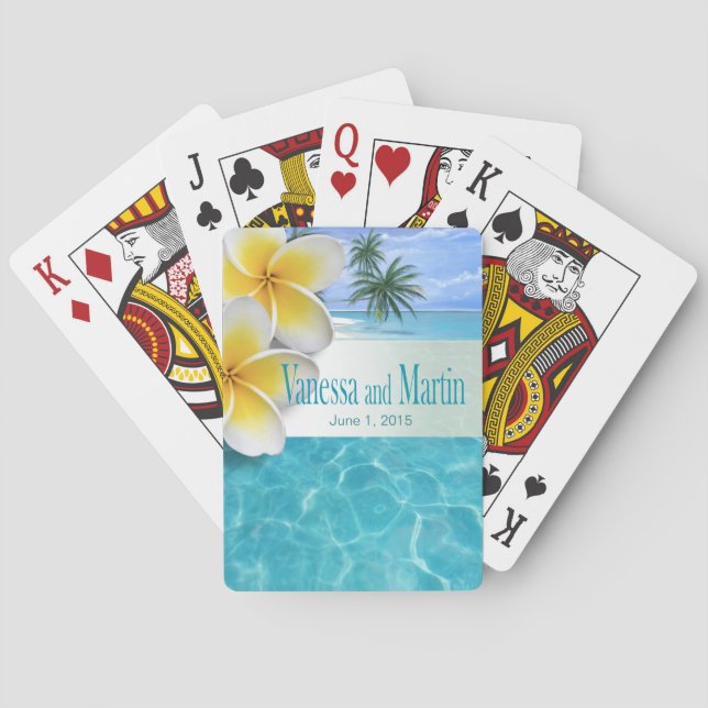 Plumeria Starfish Beach Tropical Hawaii Playing Cards (Back)
