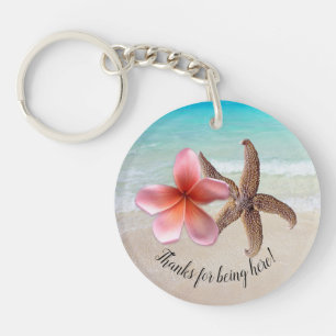 Plumeria Starfish Thank You Guests Favour Key Ring