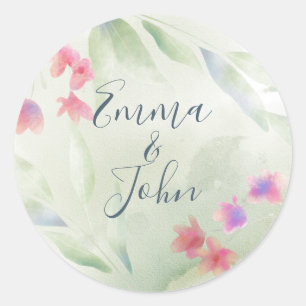 Plumeria Water Colour Classic Round Sticker