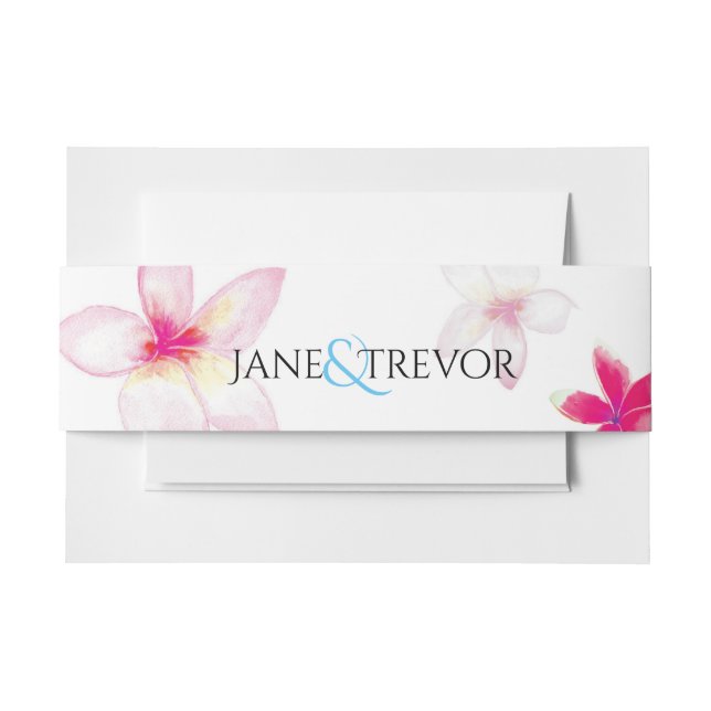 Plumeria Wedding Belly Band Invitation Belly Band (Front Example)