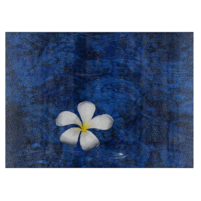 Plumeria White Flower Floral Patterned Cutting Board (Front)